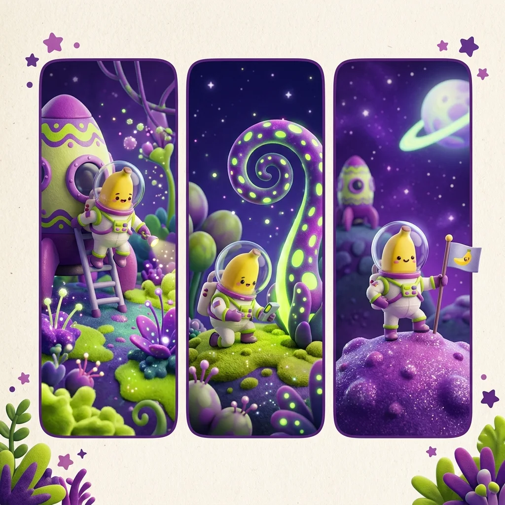 Nano Banana 2.1 generated example - Storybook mascot scenes